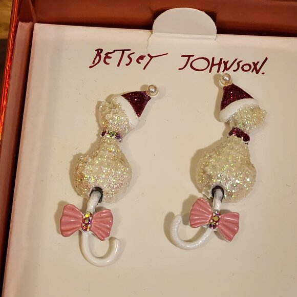 Betsy Johnson Christmas Cat Earrings- NIB - Picture 3 of 4